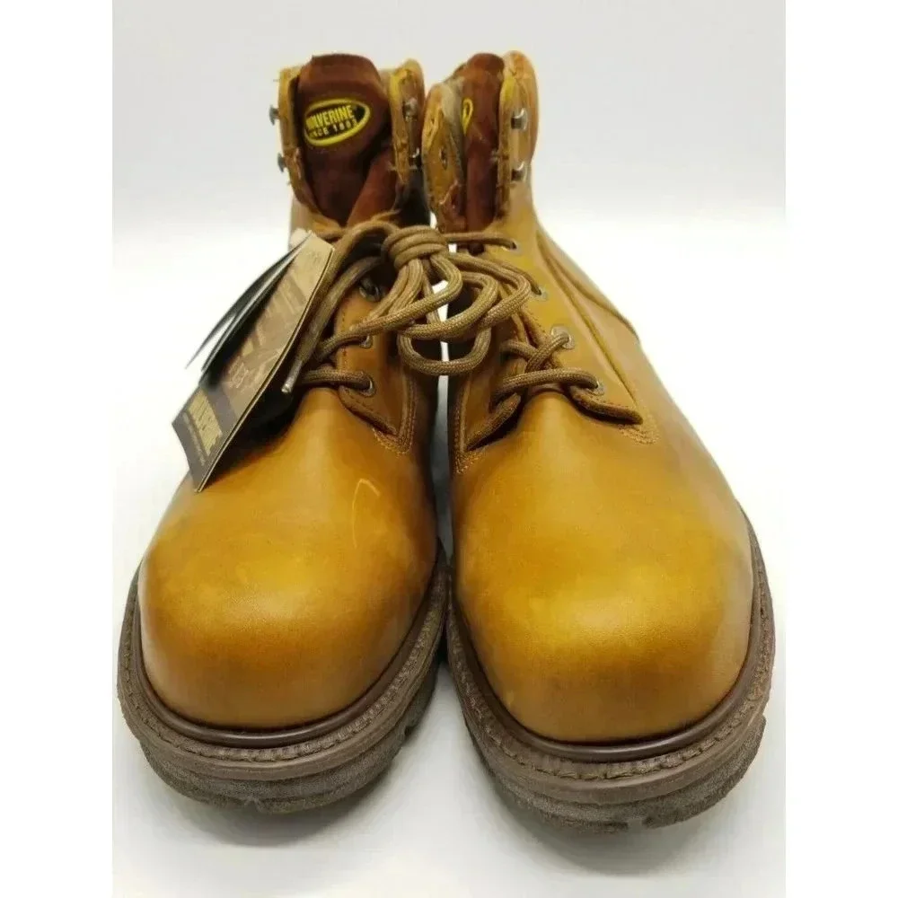 Wolverine Durashocks Work Boots Vibram Soles Fusion EH Tan Leather Men 14 E NWOB